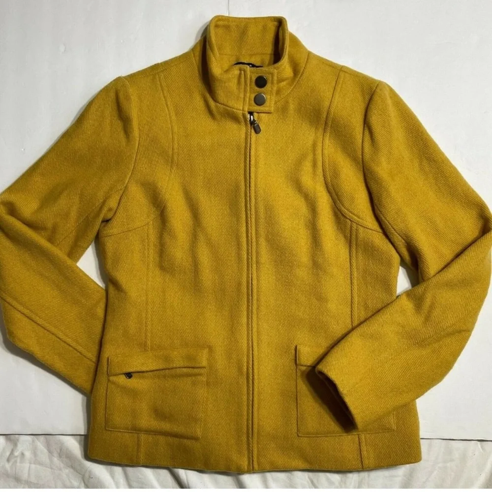 TRIBAL Marigold Wool Blend Jacket Coat Zippered with Satin Lining 6 - Picture 3 of 13